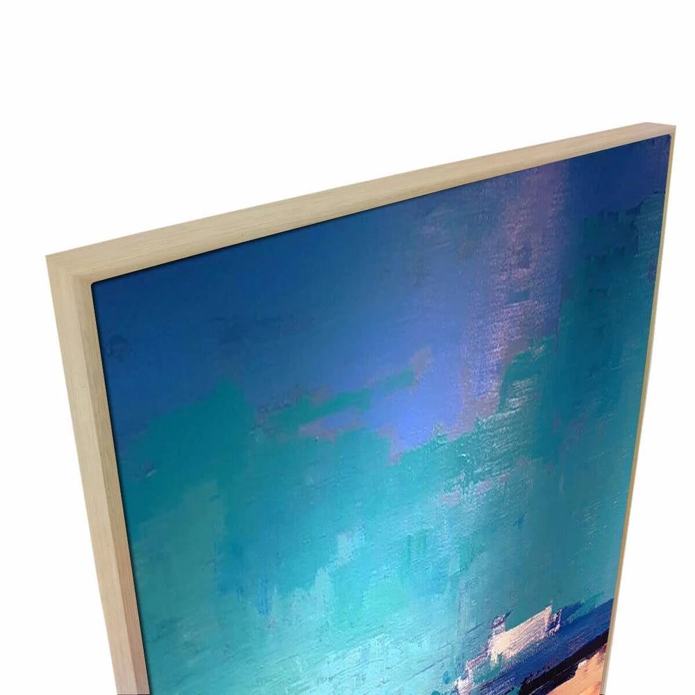 Blue Block Canvas Painting With Floating Frame 2 Blue Block Canvas Painting With Floating Frame - Image 2