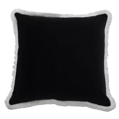 Airlie Black Cushion With White Fringing