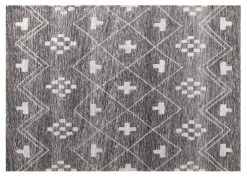 Brianna Aztec Diamond Pattern Rug - Grey/Ivory