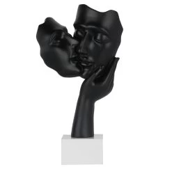 Kissing Couple Sculpture Matt Black