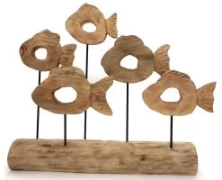 Floating Fish On Wood Stand - Natural