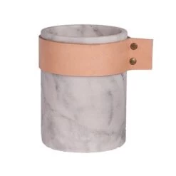 Elementer Marble & Leather Vase Medium - White -Home Decoration Store shopify e4b9b2fdfa3da382407d48b3617b29b4 elementer marble leather vase medium white