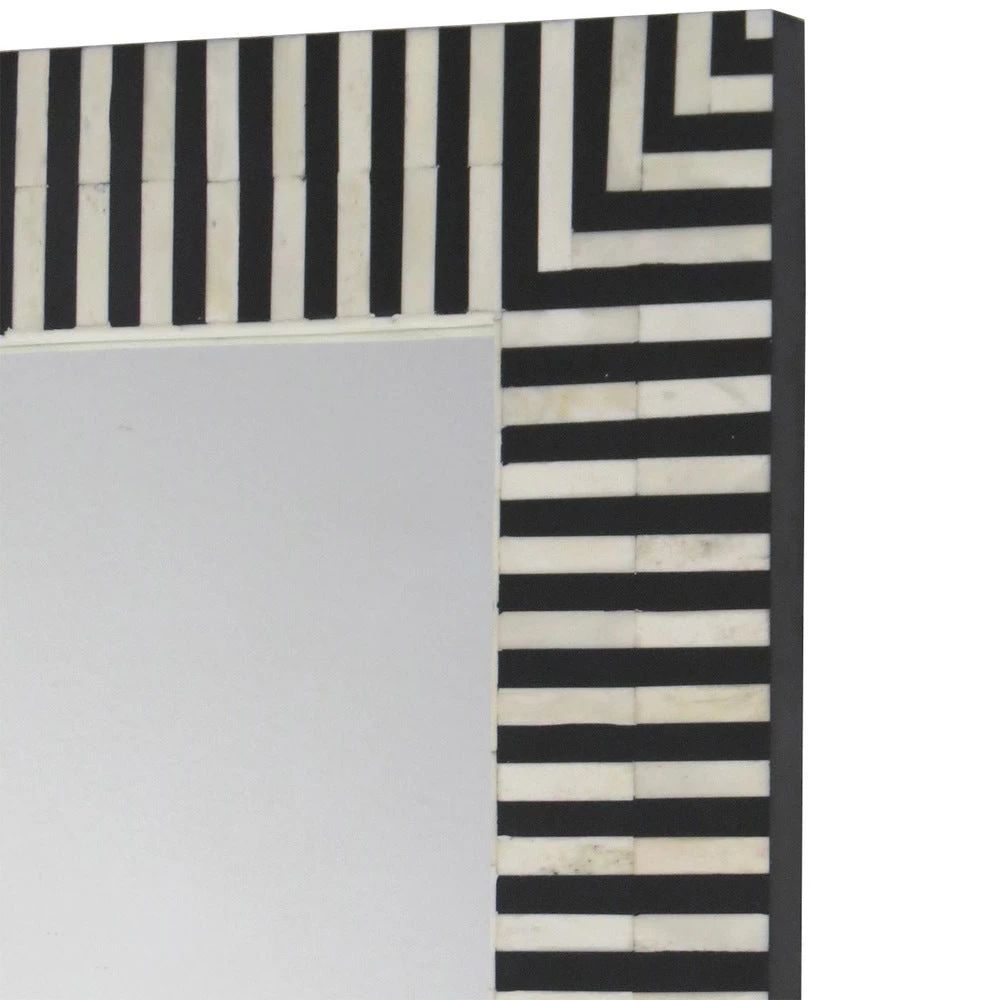 Mitri Bone Inlay Wall Mirror Black 2 Mitri Bone Inlay Wall Mirror Black - Image 2