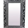 Bone Inlay Black And White Mirror
