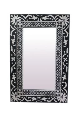 Bone Inlay Black And White Mirror
