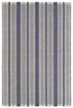 Herringbone Stripe Navy Cotton Rug