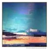 Blue Block Canvas Painting With Floating Frame