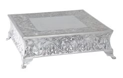 Embossed Traditional Cake Stand Nickel Square
