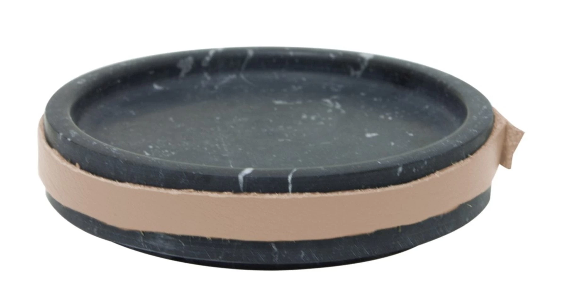 Elementer Marble & Leather Trinket Tray - Black 1 Elementer Marble & Leather Trinket Tray - Black