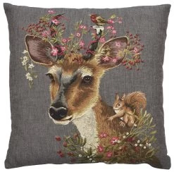 Scarlet Deer Grey Cushion